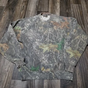 Vintage Jerzees Camo Sweat Shirt Mens Medium Mossy Oak Break Up Outdoors - Picture 1 of 13