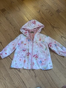 Oilily Girls' 3/4Y Pink/white Jacket With Flower And Creature Print Heart Pocket - Picture 1 of 6