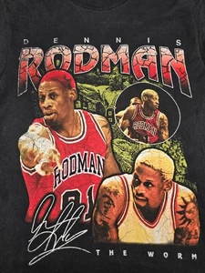 Dennis Rodman The Worm Chicago Bulls T-Shirt SMALL Black #91 NBA Basketball - Picture 1 of 8