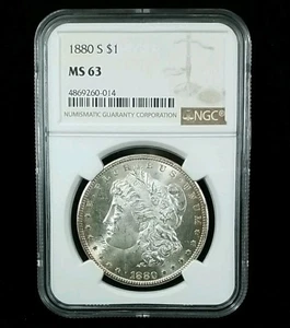 1880 S $1 Morgan Silver Dollar NGC MS 63 #5638 - Picture 1 of 2
