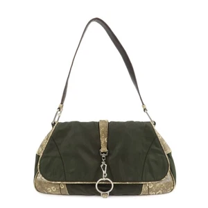 PRADA Triangle Logo Nylon Shoulder Bag Hand Bag Khaki B10738 Authentic Used F/S - Picture 1 of 24