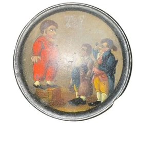 Antique 19th Century Papier Mâché Snuff Box Tavern Scene Teniers Style - Picture 1 of 3