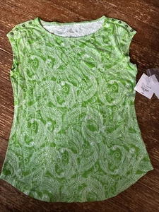 Liz Claiborne Petite PS verspieltes grünes ärmelloses Damenoberteil neu mit Etikett - Bild 1 von 4