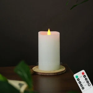 3in Flameless Flickering Battery Pillar Candle Wax Remote for Home Decor white - Picture 1 of 6