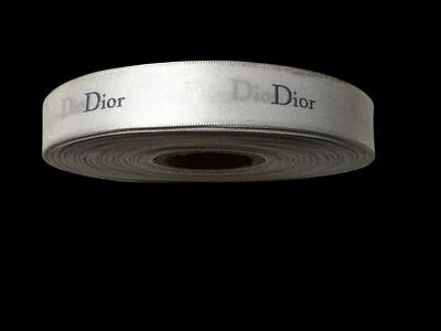Dior White Satin Ribbon Roll 1 Inch Wide With Printed Logo 50M One Spool New - Image 1 of 4