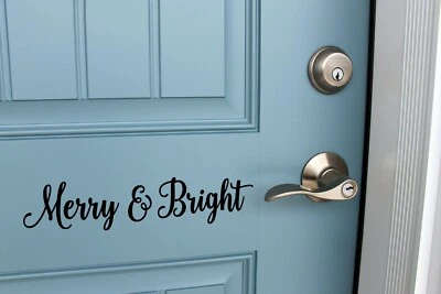 Calcomanía de vinilo Merry & Bright V1 | Vacaciones de Navidad Invierno | Pegatina troquelada Foto 1 de 4