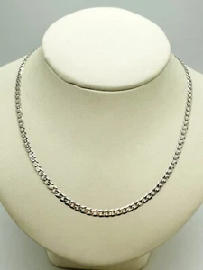 9ct White Solid Gold Curb Chain – 3.4mm - 20" - CHEAPEST ON EBAY - Picture 1 of 11
