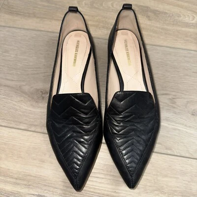 NICHOLAS KIRKWOOD Beya Cuero Acolchado Negro Plano $695 Foto 1 de 4