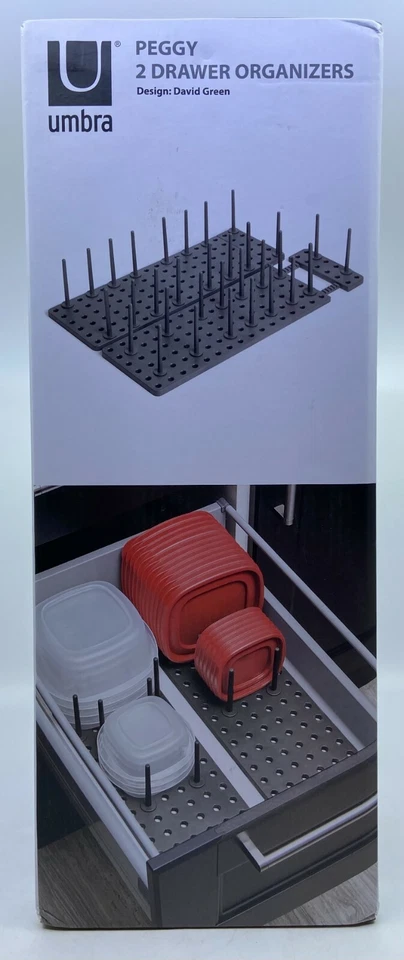 Umbra Peggy Kitchen Cupboard Shelf and Drawer Organizer Tray - Adjustable