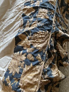 Pottery Barn Well Blue Floral Margaret Palampore Linen Blend Queen Bedskirt - Picture 1 of 24