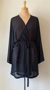 Victoria's Secret One Size O/S Sheer Black Wrap Robe with Attached Belt NWT - Picture 1 of 4