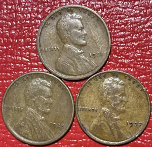 Lote de 3 monedas de error centavos de trigo Lincoln leñosos aleación inadecuada mezcla madera grano - Imagen 1 de 7