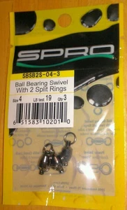 Spro SBSB2S-04-3 Size 4 Ball Bearing Swivel w/ 2 Split Rings 19 lb test Qty 3 - Picture 1 of 2