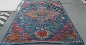 TEAL / ROSE 6'-7" x 9'-2" Back Stain Rug, Reduced Price 1172767961 CRS501T-6 - Picture 1 of 4
