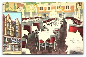 Restaurant Advertising Postcard Zuccas Interior Exterior New York City Linen C30 - Picture 1 of 2