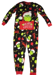 NWT Dr. Seuss' The Grinch Union Suit w/Dropseat Fleece Sleepwear Size M (8-10) - Picture 1 of 8