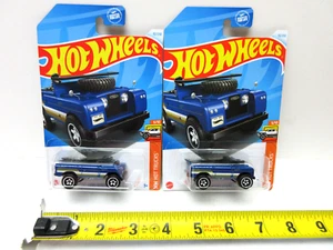 HOT WHEELS 92 LAND ROVER SERIES II - BLUE - HW HOT TRUCKS - 2 PC LOT - MALAYSIA - Picture 1 of 10