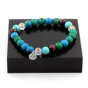 Pulsera Cuentas Ojo de Tigre Rojo+Crisocola+Turquesa+Cuarzo Hecho - Imagen 1 de 6
