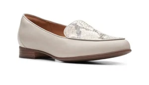 Mocassini donna Clarks Un Blush Ease beige pelle di serpente donna taglia 7 M nuovi $119 - Foto 1 di 6
