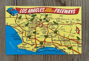 Vintage Postkarte Los Angeles Karte Kalifornien CA Autobahnen - Bild 1 von 2