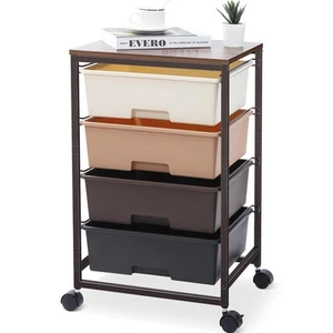 Utility Cart with 4 Drawers,Rolling Storage Cart with Drawers,Storage Rolling... - Picture 1 of 9