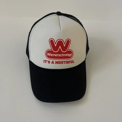 WIENERSCHNITZEL Sombrero Negro Blanco Gorra Snapback Ajustable It's a Mouthful Foto 1 de 4