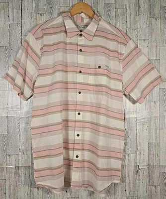 Camisa Hurley Para Hombre S M L XL o XXL Lido Rayas Beige Rosa Rayas Manga Corta NUEVA Foto 1 de 4