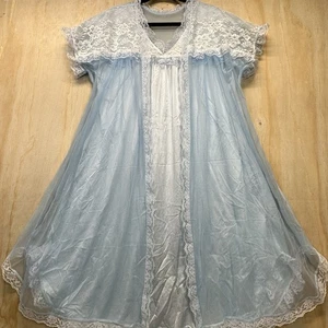 VtG 50-60s 2 Piece  nightgown set Light Blue Size S-M - Picture 1 of 15