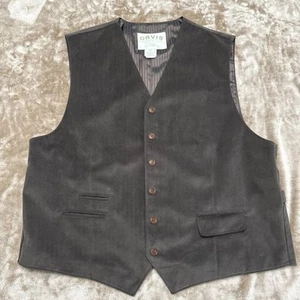 ORVIS 100% Poly Herringbone Tweed Vest Button Belted Western Waistcoat Men's L - Picture 1 of 15