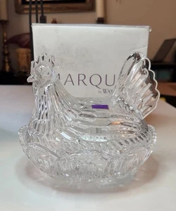 Marquis Waterford Crystal Hen Egg Box / Hen on Nest Heavy Split Tail Egg Holder - Picture 1 of 5