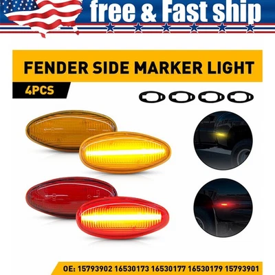 Para GMC Sierra 2500HD 3500HD 99-14 Doble Cama 4x Ámbar Rojo LED Lámparas Marcadoras Laterales Foto 1 de 4