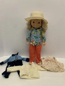 1970 MY FRIEND MANDY DOLL plastic vintage Fisher Price HAT & OUTFITS Pink Body - Picture 1 of 8
