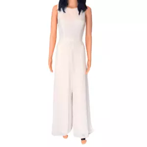 Adrianna Papell White Overlay Jumpsuit Size 10 Wedding Bride Formal $155 - Picture 1 of 5
