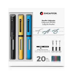 Sheaffer Calligraphy Maxi Kit with Black, Yellow and Blue Pens - NEW in Box - Picture 1 of 5