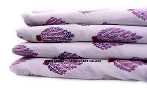 5 Yard Leaf Printed Hippie Bohemian Sewing Craft White Fabric Decor Dress Making - Picture 1 of 3