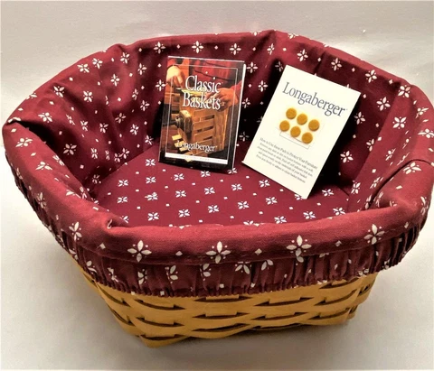 Longaberger 12" Generations Basket Hexagon With Plastic Insert & Lining Cover