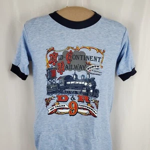 Vintage Mid Continental Railway T-Shirt Small Ringer Tri-Blend Deadstock 80s USA - Picture 1 of 5