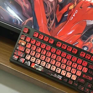 Red Evangelion Asuka EVA02 PBT Keycap 125 Keys for Cherry MX Mechanical Keyboard - Picture 1 of 12