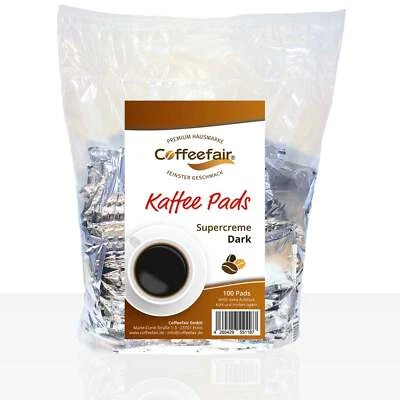 Coffeefair Kaffeepads Megabeutel Supercreme Dark Roast 100Stk einzeln verpackt - Bild 1 von 4