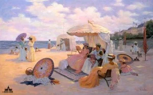 Christa Kieffer Day At Beach Victorian Jamestown Signed Ltd Ed Art Print New - Picture 1 of 1