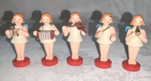 RAR 5 X ALTE ERZGEBIRGE FIGUREN ENGEL ORCHESTER * BLAUE FLÜGEL H 6,0 CM SAMMLER - Bild 1 von 12