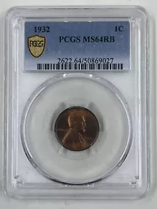 1932 1C PCGS MS64RB Wheat Penny - Picture 1 of 5