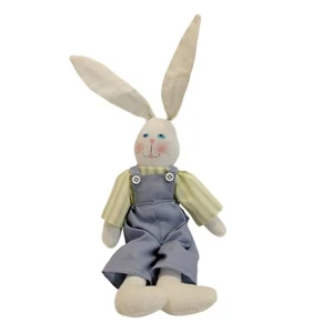 Vintage 1999 Small Bunny Plush Stuffed Country Shelf Sitter Easter - Picture 1 of 7