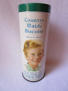 Country Maide Biscuits schöne alte runde Blechdose Keks-Dose 21x8cm made in GB - Bild 1 von 9