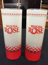 SHOT GLASSES 2 TEQUILA ROSE TALL 4" RED DOTTED LOGO FROSTED LOOK  GREAT MAN CAVE