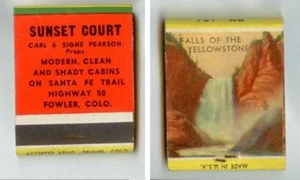 c1940s Fowler Colorado Sunset Court Highway 50 matchbook - Picture 1 of 1