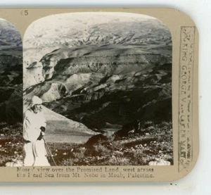 Moses View Dead Sea from Mt Nebo Moab Palestine Realistic Travels Stereoview - Picture 1 of 3