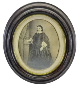 Antiker ovaler Holz Bilderrahmen Portrait Viktorianerin Daikerin Hechingen - Bild 1 von 17