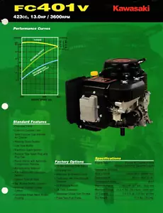 Genuine Kawasaki Dealer Sales Brochure/Product Spec Sheet FC401V Engine - Bild 1 von 2