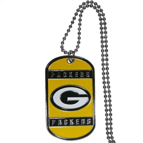 Green Bay Packers Dog Tag Necklace NFL Fan Neck Ball Chain Football Sports Fan Cover